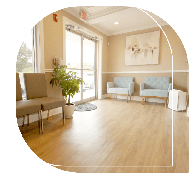 Pristine wooden floors in reception area of dental office