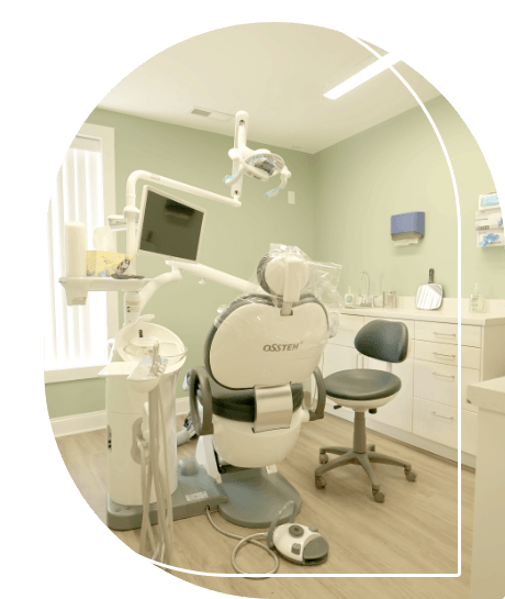 Dental treatment room with white walls in Wallingford dental office