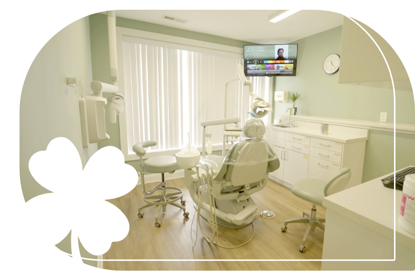 Dental treatment room with white walls in Wallingford dental office