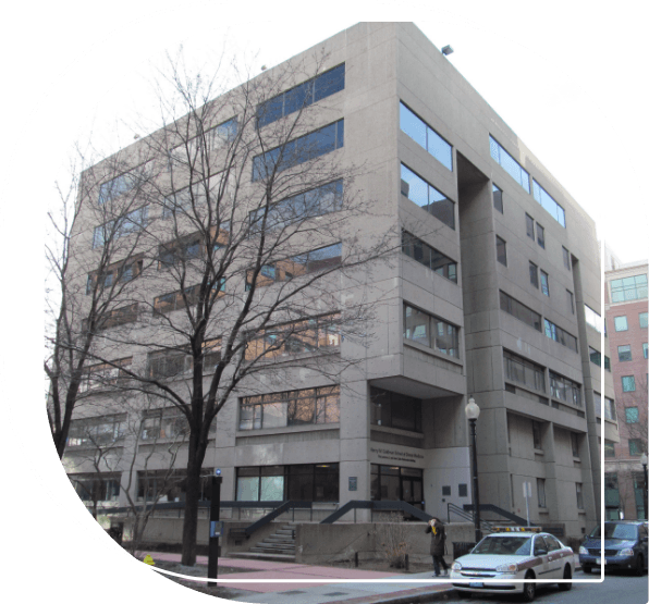 Exterior of multistoried building on street corner