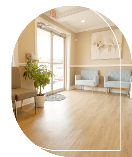 Pristine wooden floors in reception area of dental office in Wallingford